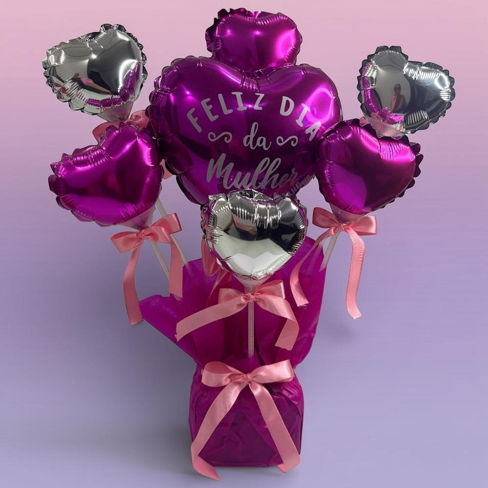 Arranjo de balões FELIZ DIA DA MULHER