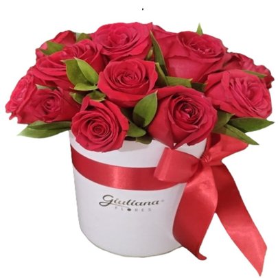 Caixa Box Branca com Rosas Vermelhas