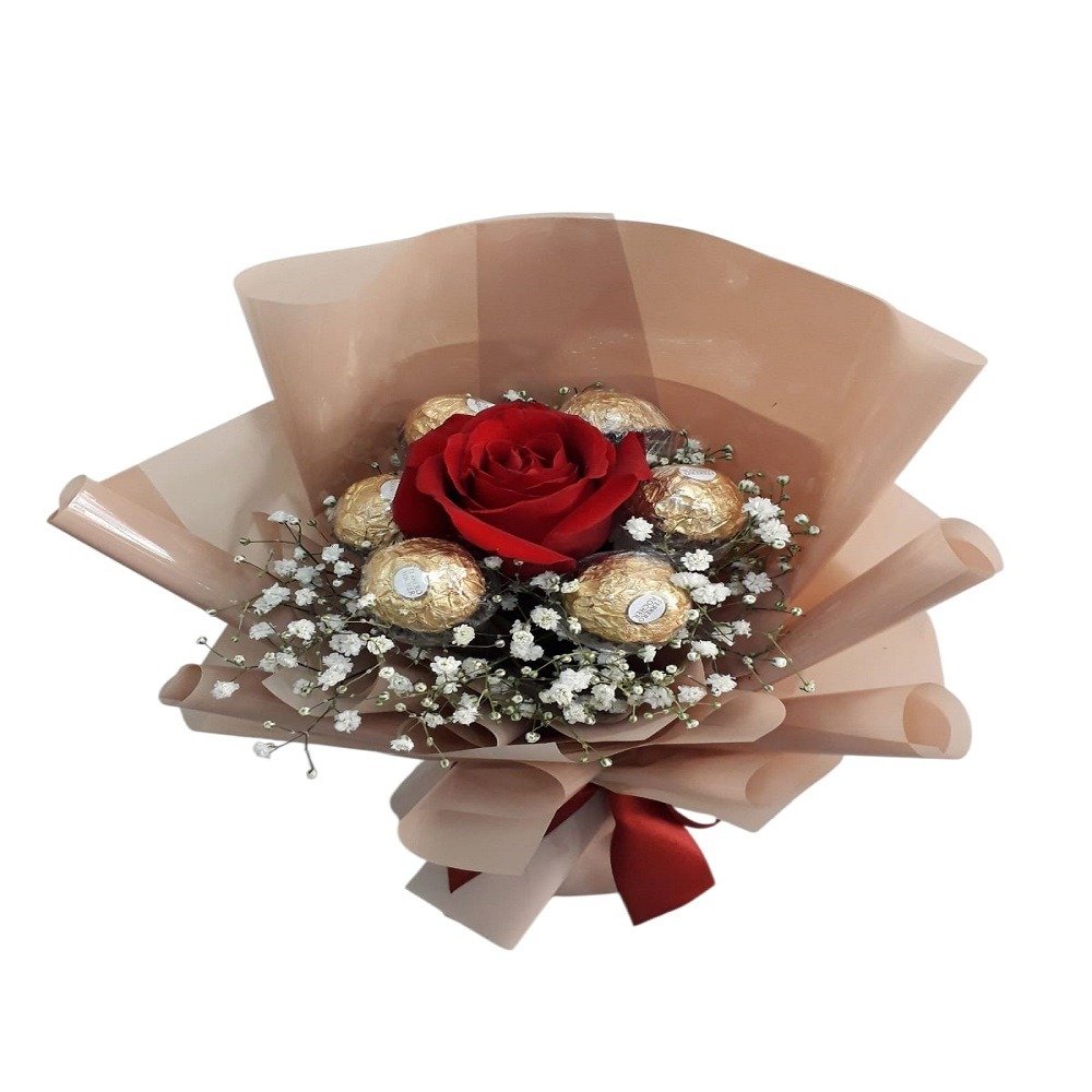 Buquê Doçura de Rosa e Ferrero Rocher
