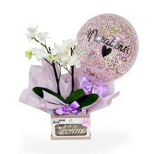 Cesta Clássica Rosé Com Balão e Orquídea