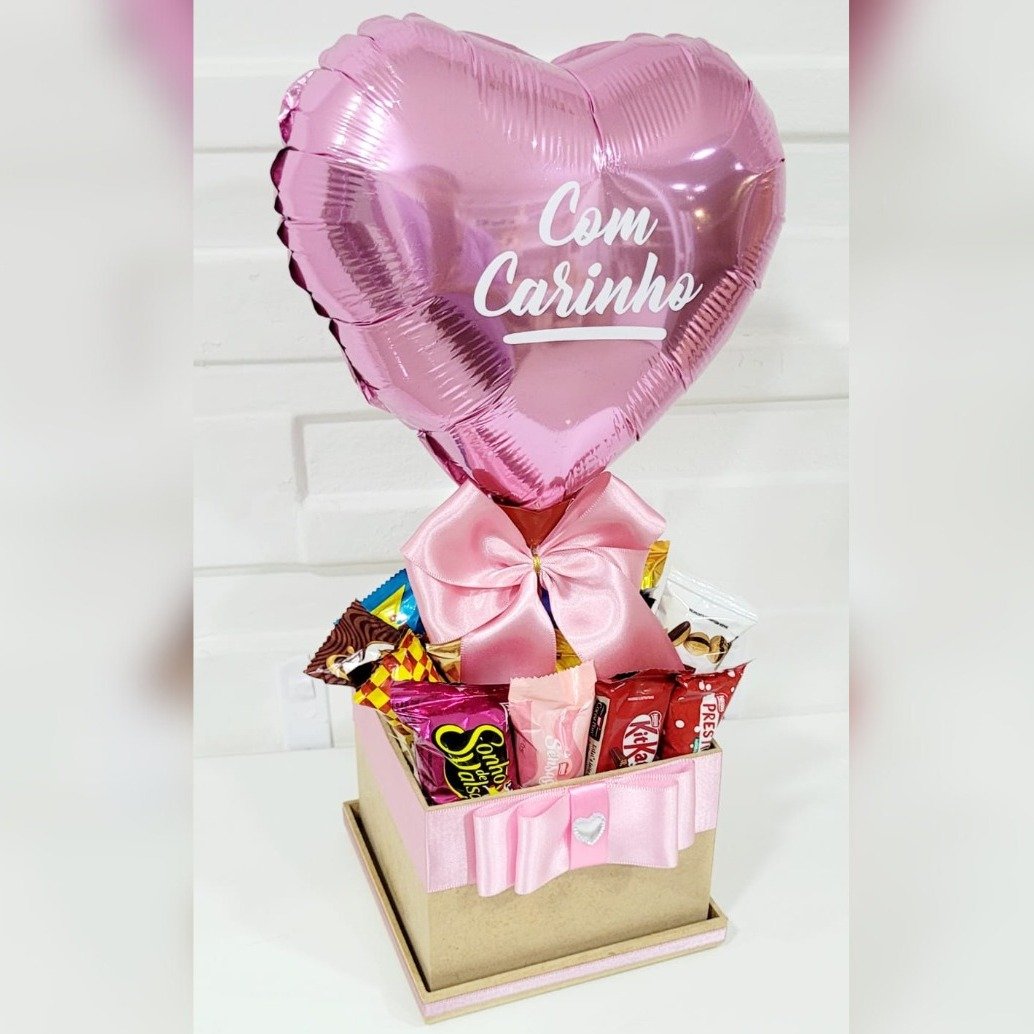 Cesta De Chocolates Sortidos Afeto Rosa 