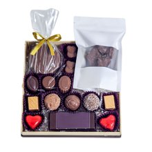 Caixa Pipoca Caramelizada e Bombons Chocolate Belga