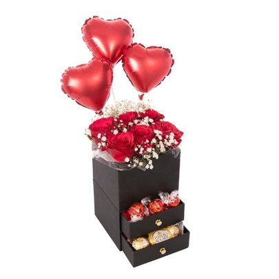 Presente 6 Rosas Vermelhas, Lindt e Ferrero Rocher