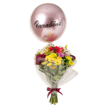 Buquê Mix de Flores Lili com Balão