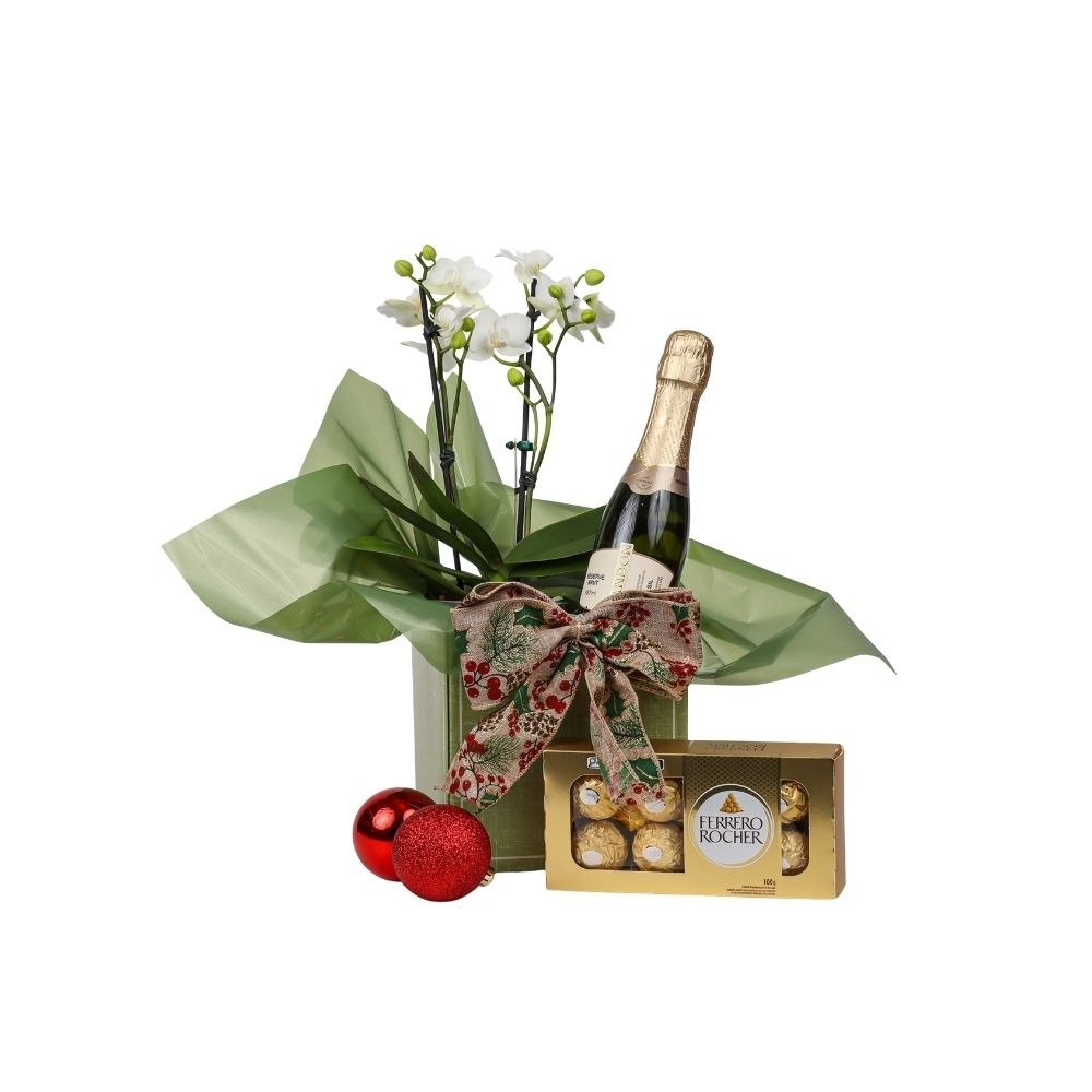 Cesta de Natal Orquídea e Chandon