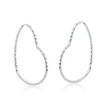 Brinco de Argola Coração 3,5 CM - Prata 925