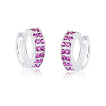 Brinco de Argola Zircônia Rosa - Prata 925