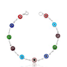 Pulseira Olho Grego Colorida - Prata 925
