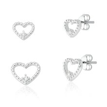 Kit Dois Brincos Corações Vazados - Prata 925