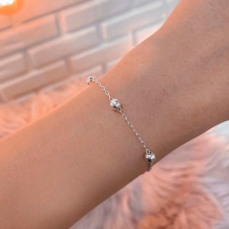 Pulseira Cartier Bolinhas 5mm - Prata 925