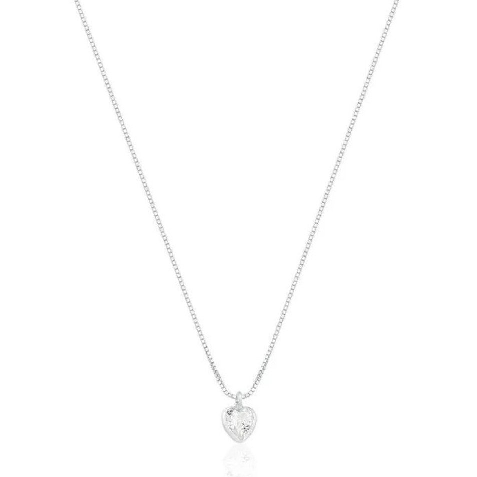 Colar Ponto de Luz Coração 45CM - Prata 925