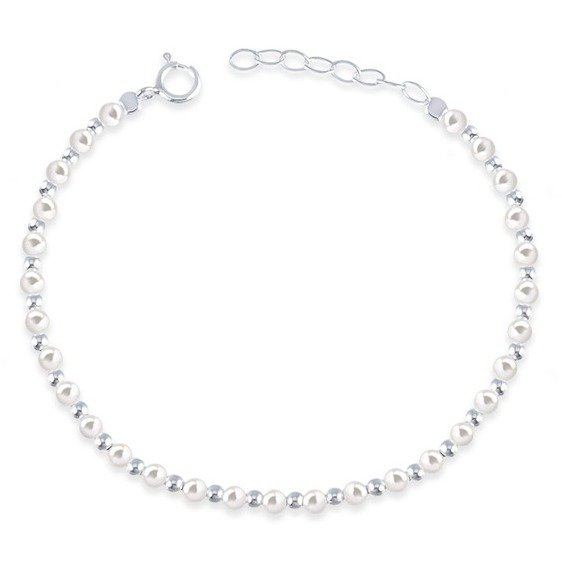 Pulseira de Pérolas e Prata 925 Legítima 3mm