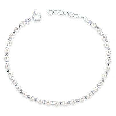 Pulseira de Pérolas e Prata 925 Legítima 3mm