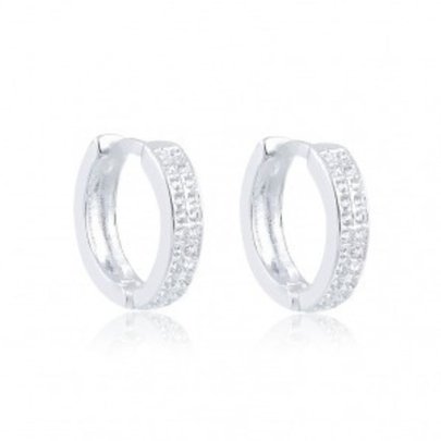 Brinco de Argola Prata 925 Zircônias Cravejadas