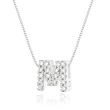 Colar de Prata Letra Inicial M com Zircônias 45cm