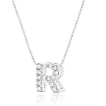Colar de Prata Letra Inicial R com Zircônias 45cm
