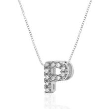 Colar de Prata Letra Inicial P com Zircônias 45cm