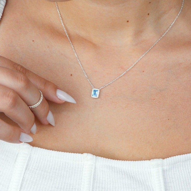 Conjunto Prata Legítima 925 Cravejado Cristal Azul