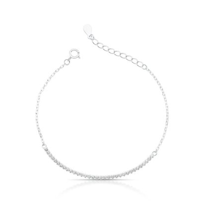 Pulseira de Prata Riviera com Elo Cartier 19cm