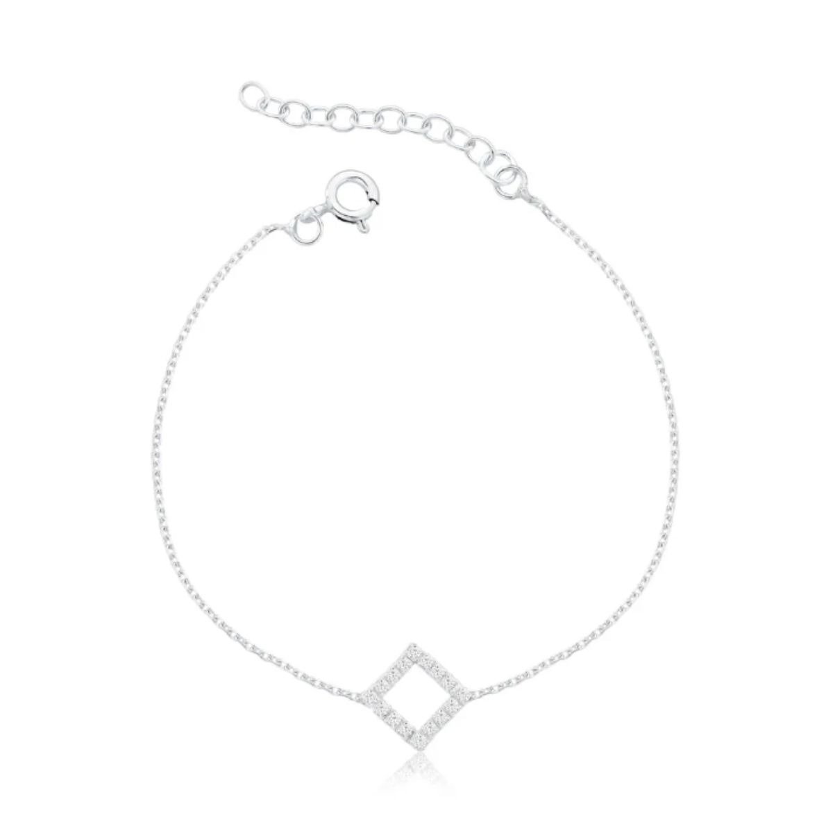 Pulseira de Prata Losango Riviera (1mm) 20cm