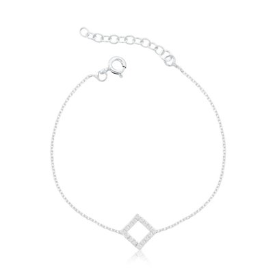 Pulseira de Prata Losango Riviera (1mm) 20cm