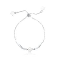 Pulseira de Prata Regulável Bolinhas e Pérola (1mm)