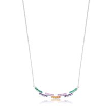 Colar de Prata Curvado Zircônias Coloridas 45cm