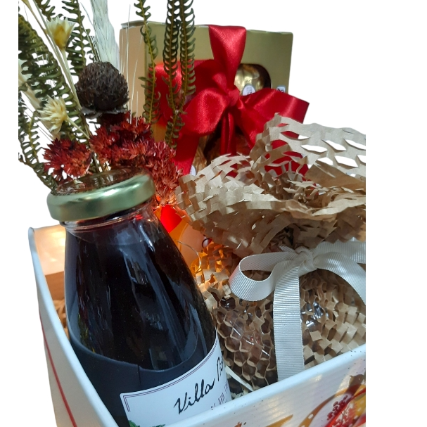 Cesta de Natalina Chocolate e Mini Chocotone  Natal 