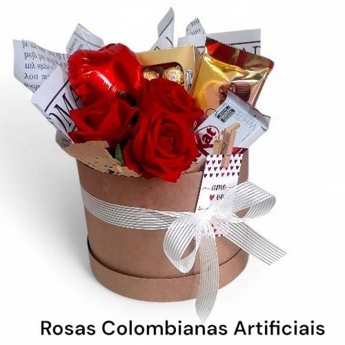 Cesta Chocolates com Rosas Eternas