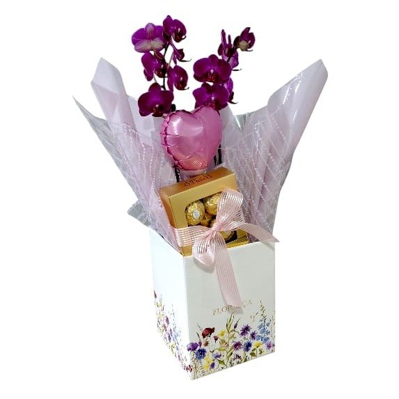 Cesta Orquídea e Bombons Florescer 