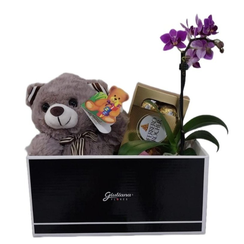 Cesta Bombons e Orquídea  