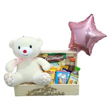 Cesta Maternidade Ursinho Carinhoso Rosa 