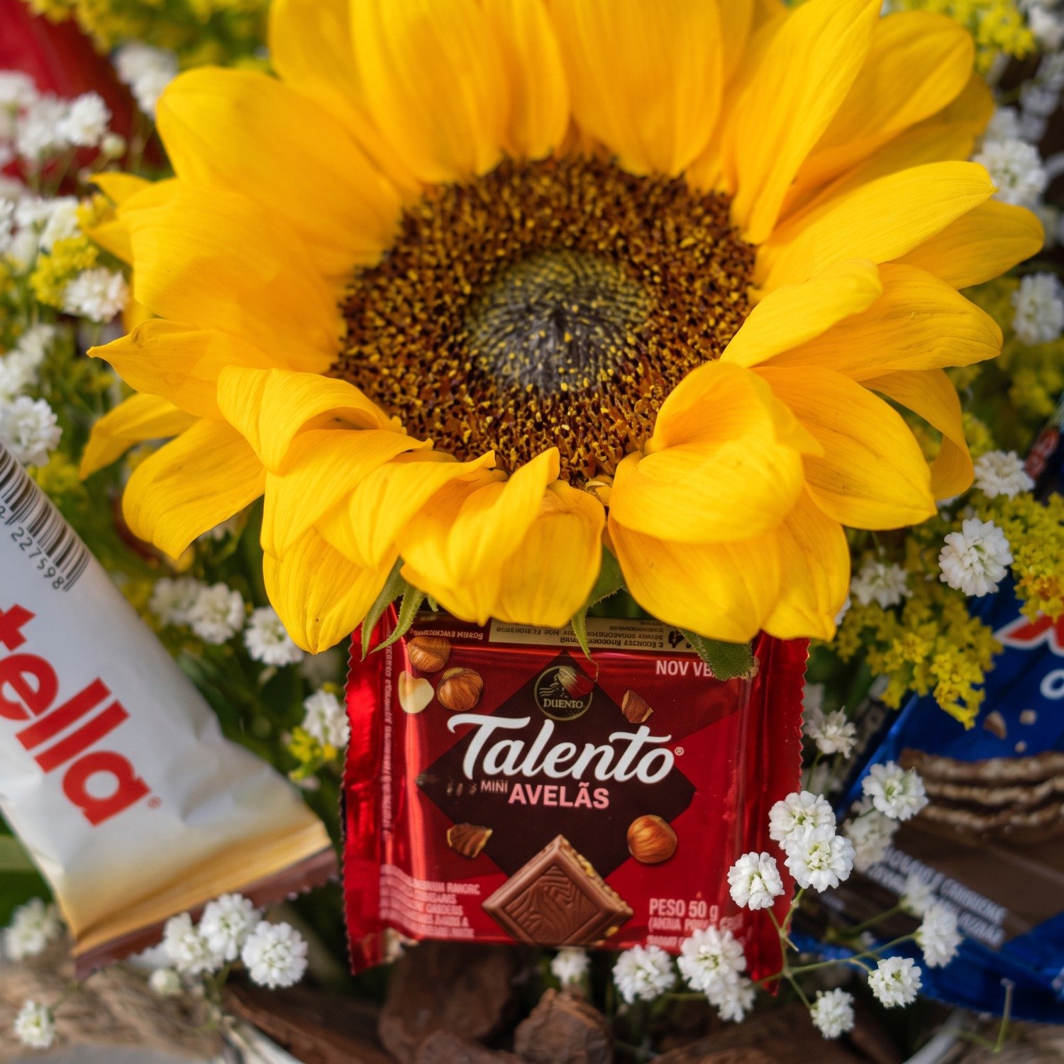Balde Girassol e Chocolate Sunshine