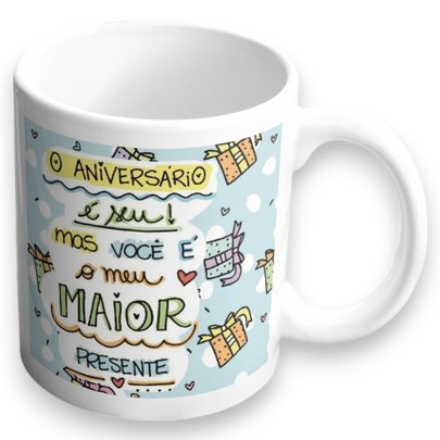 Caneca de Porcelana Aniversário 325ml
