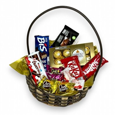 Cesta com Deliciosos Chocolates
