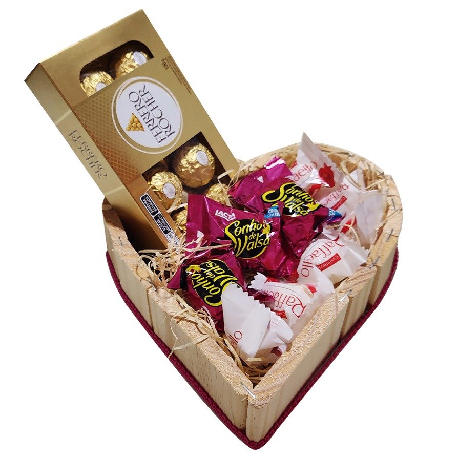 Cesta de Chocolate de Coração 