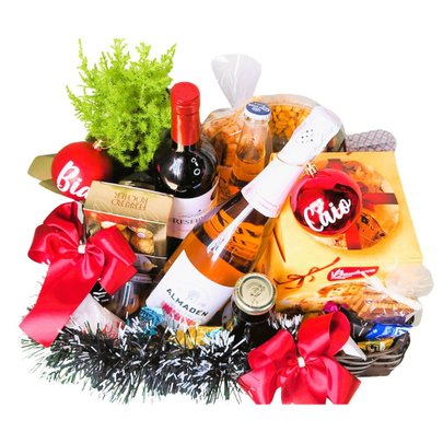 Cesta de Natal Decorada Completa em Bandeja G