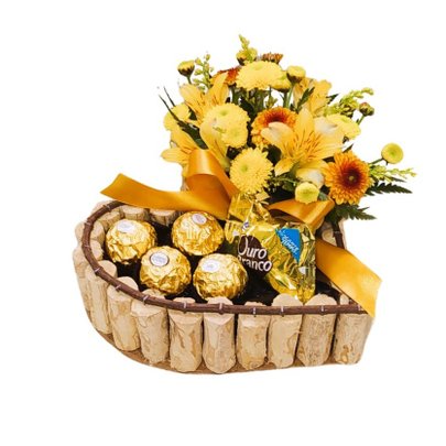 Mini Cesta de Presente Arranjo P 4 Ferrero