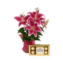 Lírios Cor de Rosa Plantados e Ferrero Rocher