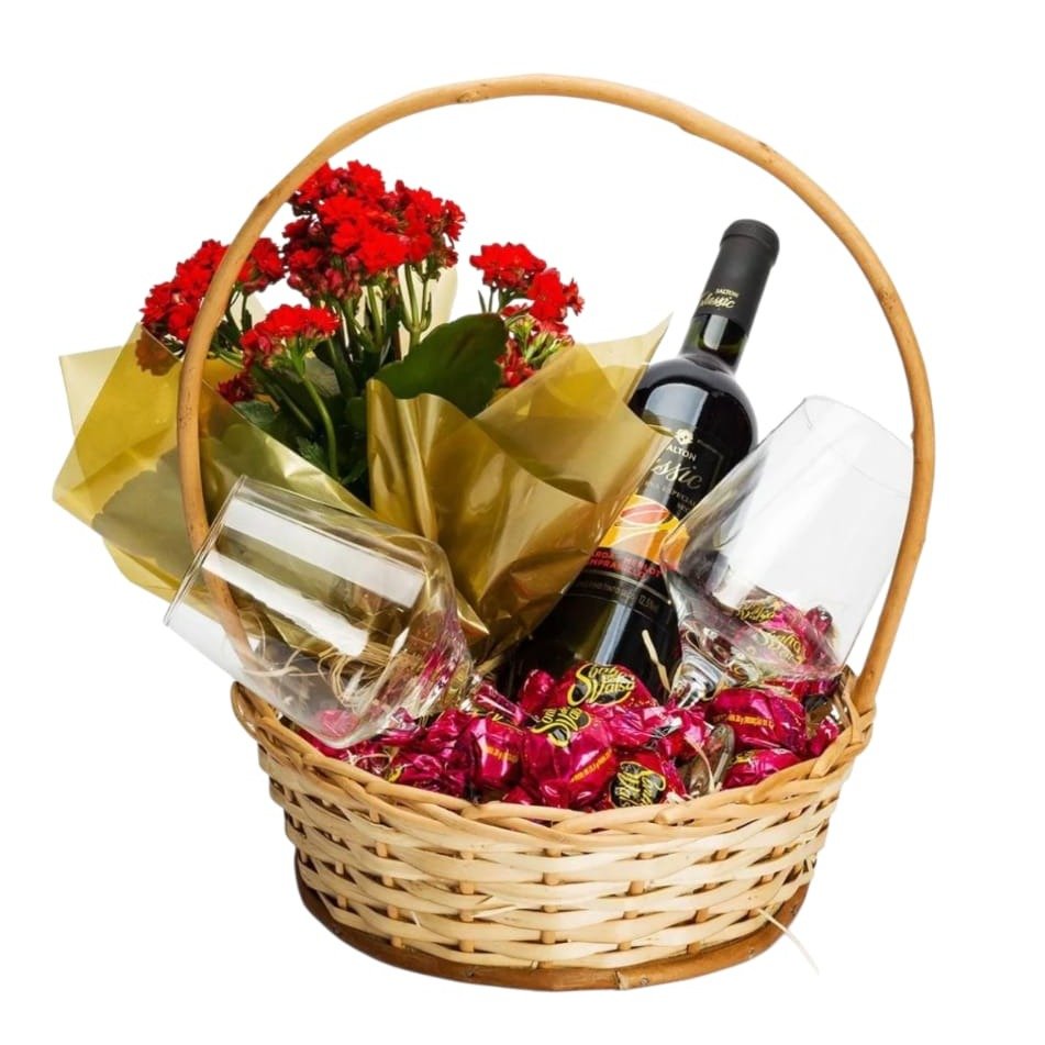 Cesta Romântica de Vinho