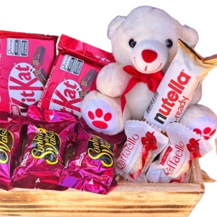 Cesta Expressa de Chocolates e Ursinho  