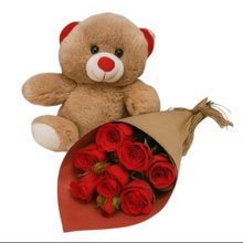 Kit Amor Clássico com Ursinho e Rosas Vermelhas