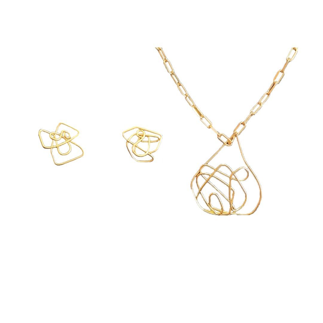 Conjunto Colar e Brinco Primavera Ouro