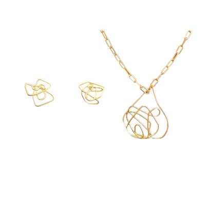 Conjunto Colar e Brinco Primavera Ouro