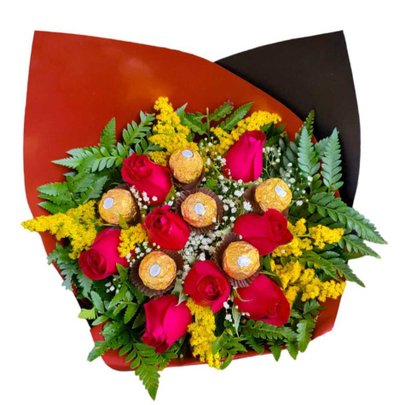 Buquê de Rosas Com Ferrero Rocher