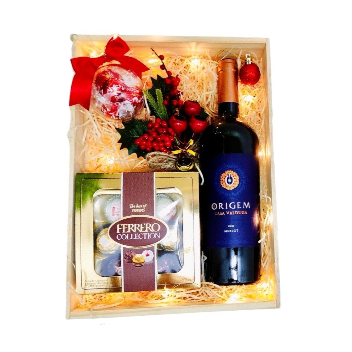 Caixa de Natal - Presente Rustico com Vinho Origem