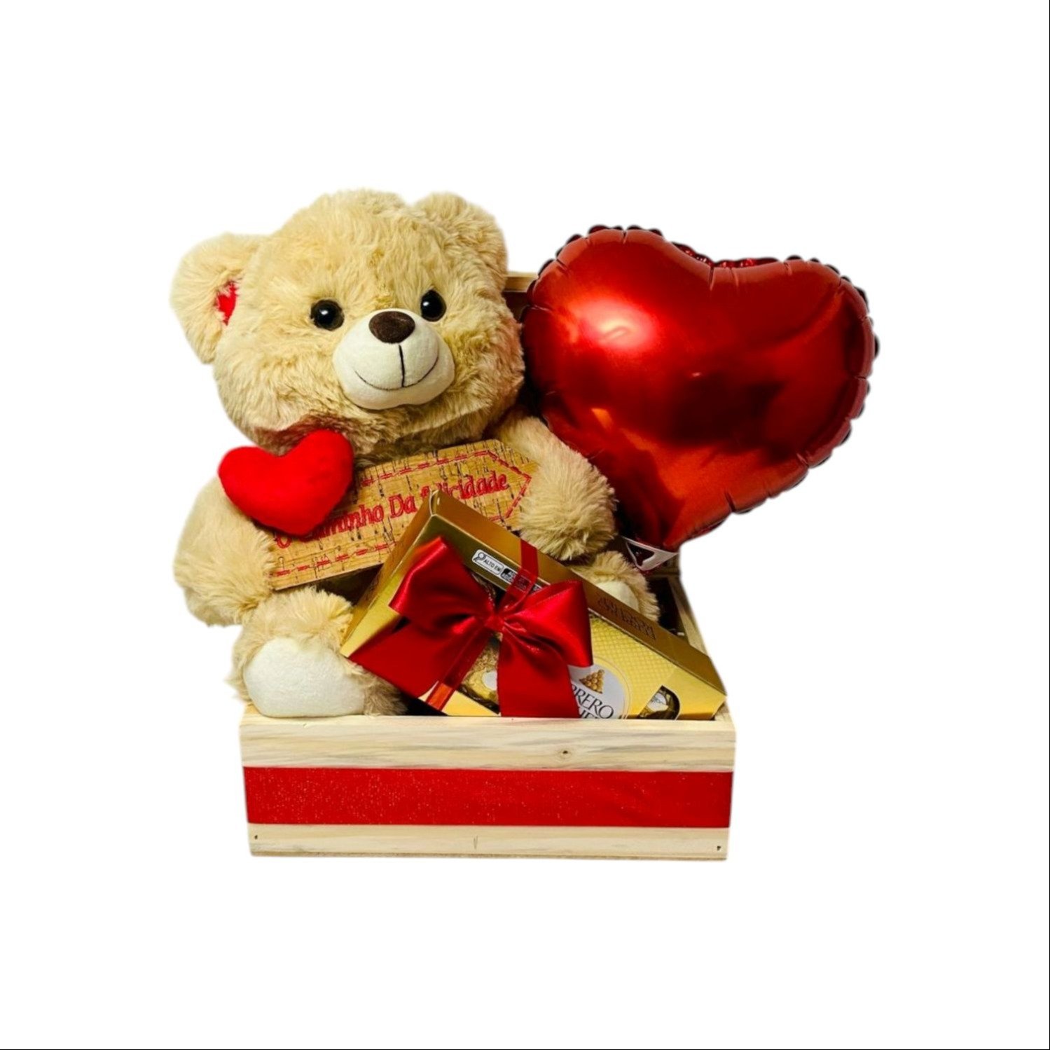 Cesta Dia dos Namorados - Urso, chocolate e coração