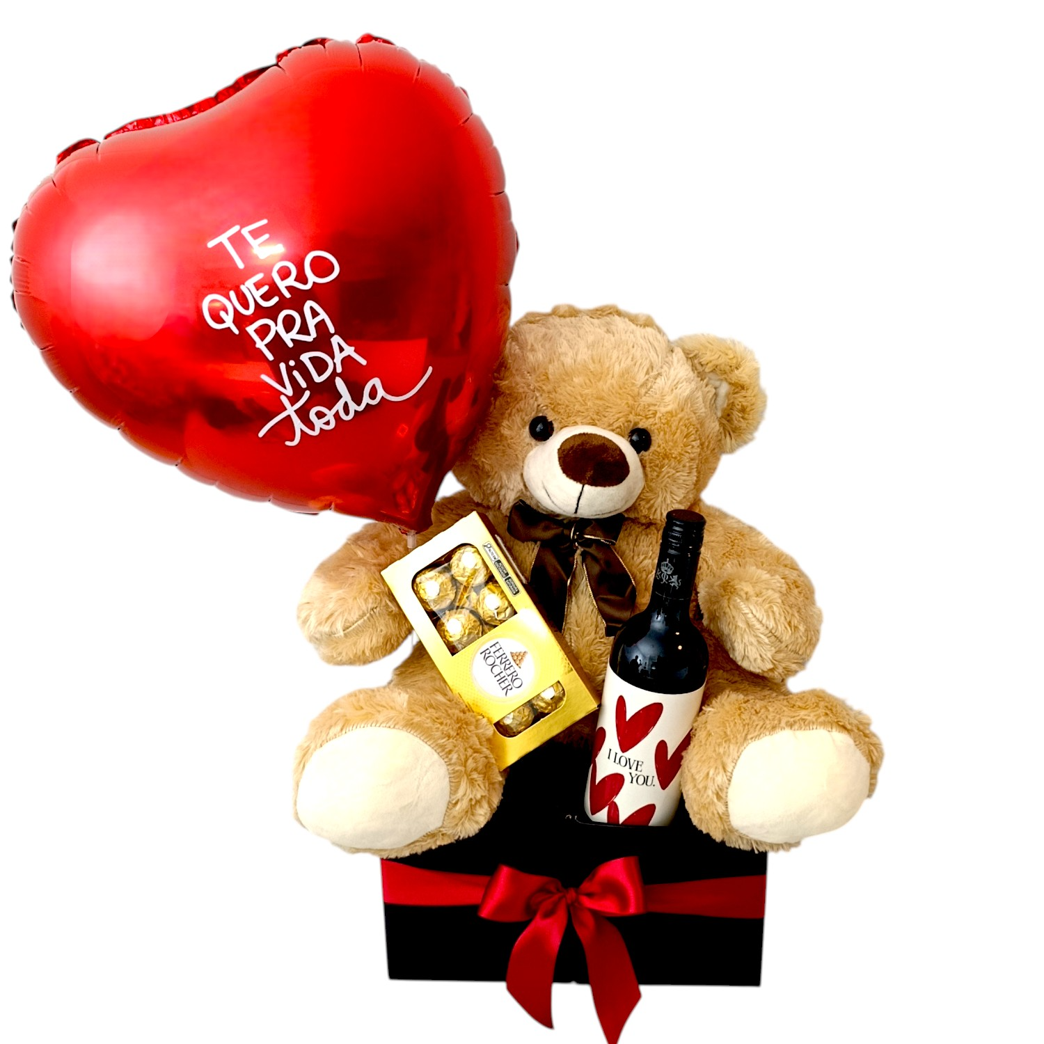 Presente Dia dos Namorados Urso Vinho e Chocolate 