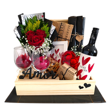  Presente  Dia dos Namorados  Vinho Taças e Flores
