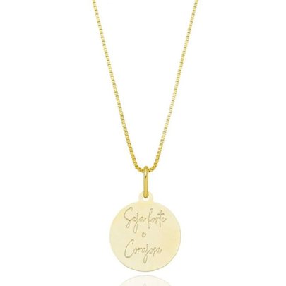 Colar Seja Forte e Corajosa Banhado a Ouro 18K